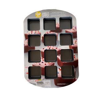 Wilton 12 Cavity Brownie Baking Pan Non-Stick  All Edges Square Aluminum Steel